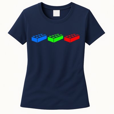 Building Blocks Bricks Master Builder Engineer Construction Womens T-Shirt