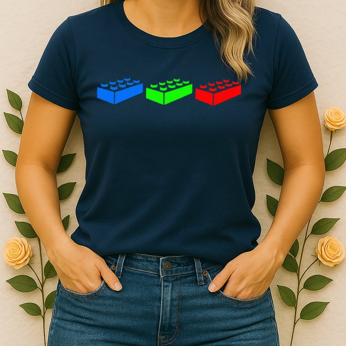 Building Blocks Bricks Master Builder Engineer Construction Womens T-Shirt