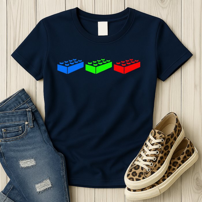 Building Blocks Bricks Master Builder Engineer Construction Womens T-Shirt