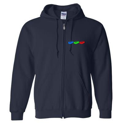 Building Blocks Bricks Master Builder Engineer Construction Full Zip Hoodie