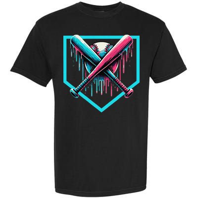Baseball Bat Baseball Drip Gift Garment-Dyed Heavyweight T-Shirt
