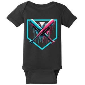 Baseball Bat Baseball Drip Gift Baby Bodysuit