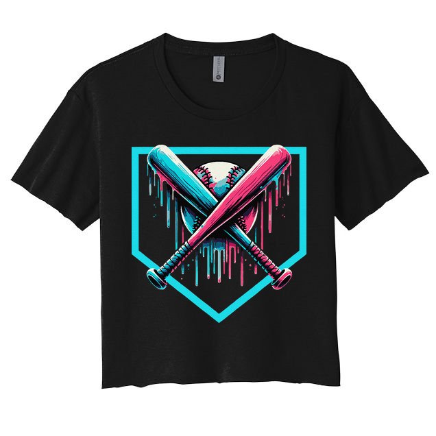 Baseball Bat Baseball Drip Gift Crop Top