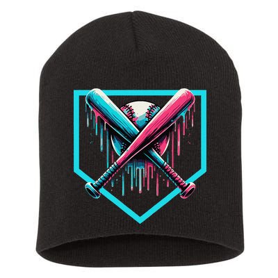 Baseball Bat Baseball Drip Gift Short Acrylic Beanie