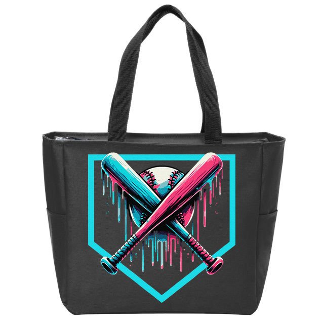 Baseball Bat Baseball Drip Gift Zip Tote Bag
