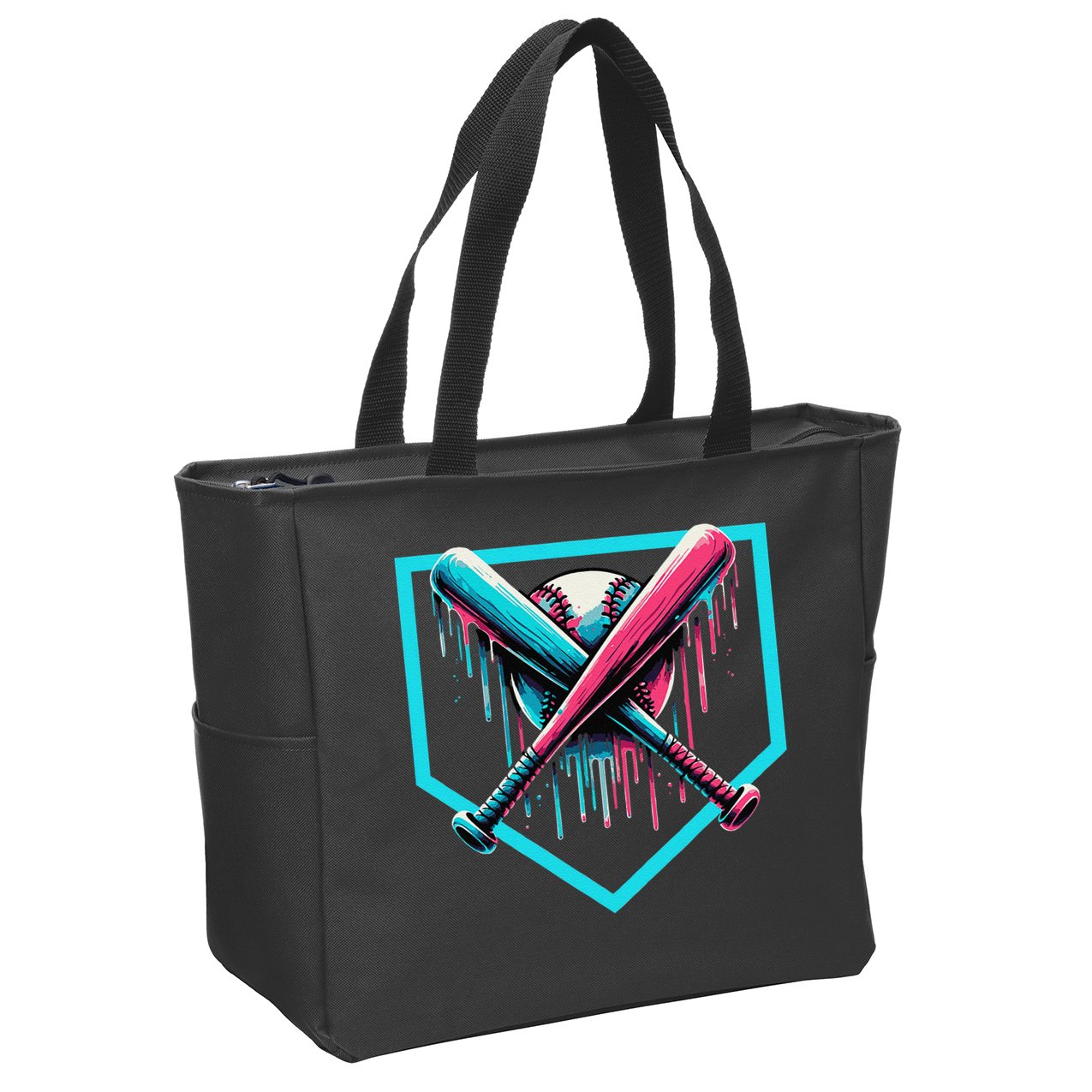 Baseball Bat Baseball Drip Gift Zip Tote Bag