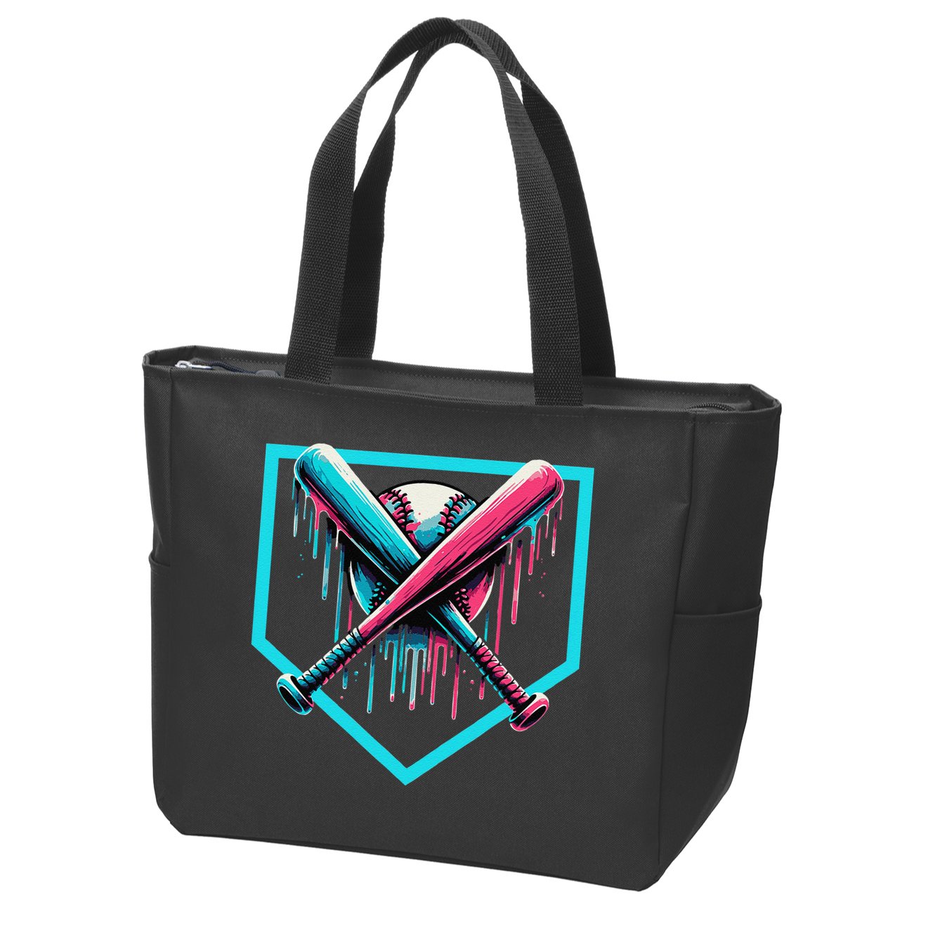Baseball Bat Baseball Drip Gift Zip Tote Bag