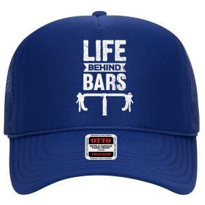 Biking Bicycling Bicycle Life Behind Bars Meme High Crown Mesh Back Trucker Hat