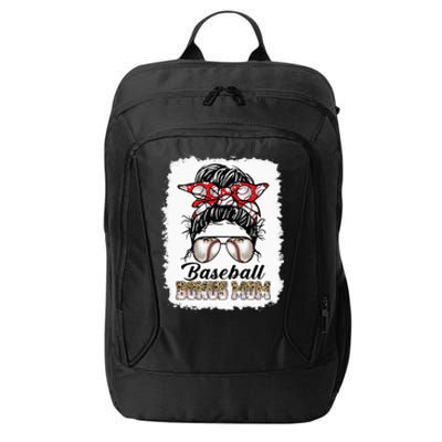 Bleached Baseball Bonus Mom Messy Bun Game Day Mothers Day City Backpack