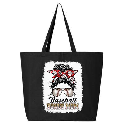 Bleached Baseball Bonus Mom Messy Bun Game Day Mothers Day 25L Jumbo Tote