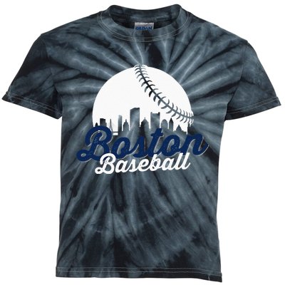 Boston Baseball Ball City Massachusetts Retro Vintage Kids Tie-Dye T-Shirt