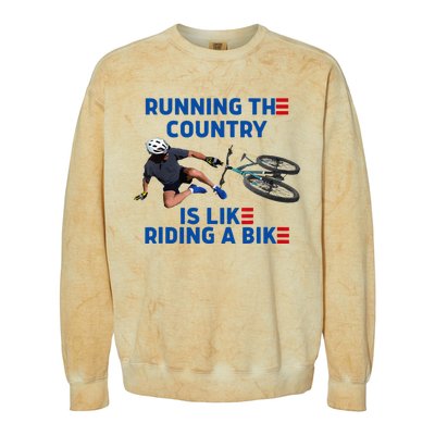 Biden Bike Bicycle Running The Country Is Like Riding A Bike Colorblast Crewneck Sweatshirt