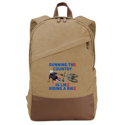 Biden Bike Bicycle Running The Country Is Like Riding A Bike Cotton Canvas Backpack