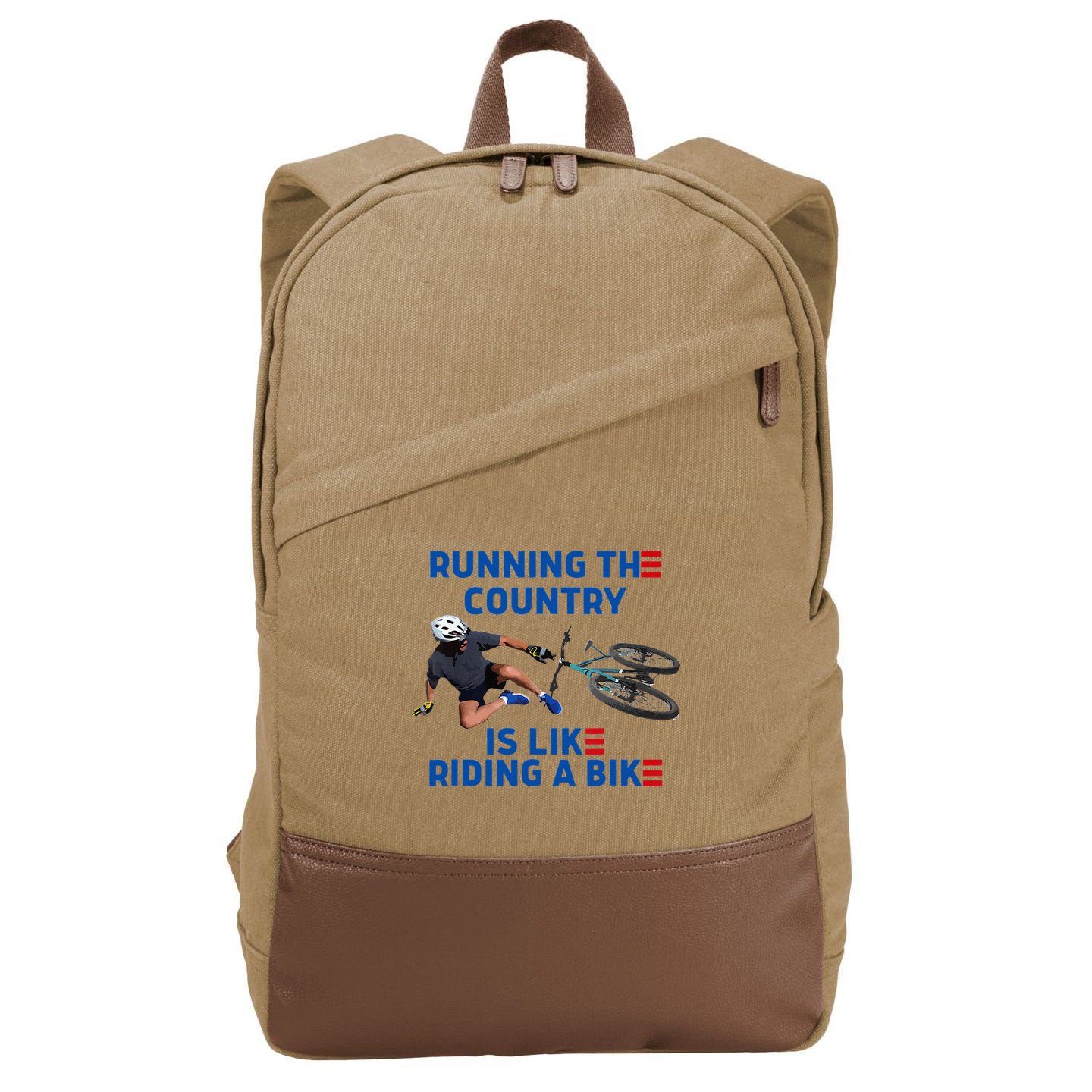 Biden Bike Bicycle Running The Country Is Like Riding A Bike Cotton Canvas Backpack