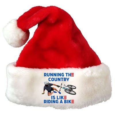 Biden Bike Bicycle Running The Country Is Like Riding A Bike Premium Christmas Santa Hat