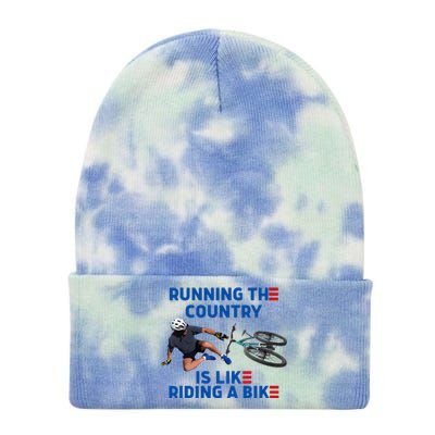 Biden Bike Bicycle Running The Country Is Like Riding A Bike Tie Dye 12in Knit Beanie