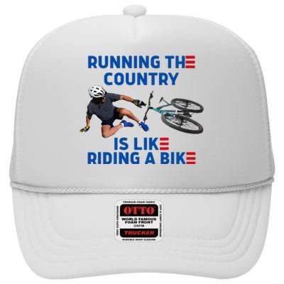 Biden Bike Bicycle Running The Country Is Like Riding A Bike High Crown Mesh Back Trucker Hat