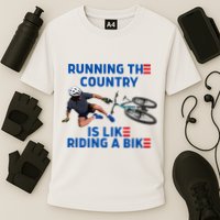Biden Bike Bicycle Running The Country Is Like Riding A Bike Cooling Performance Crew T-Shirt
