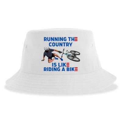 Biden Bike Bicycle Running The Country Is Like Riding A Bike Sustainable Bucket Hat