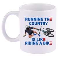 Biden Bike Bicycle Running The Country Is Like Riding A Bike 11oz C Handle Ceramic Mug