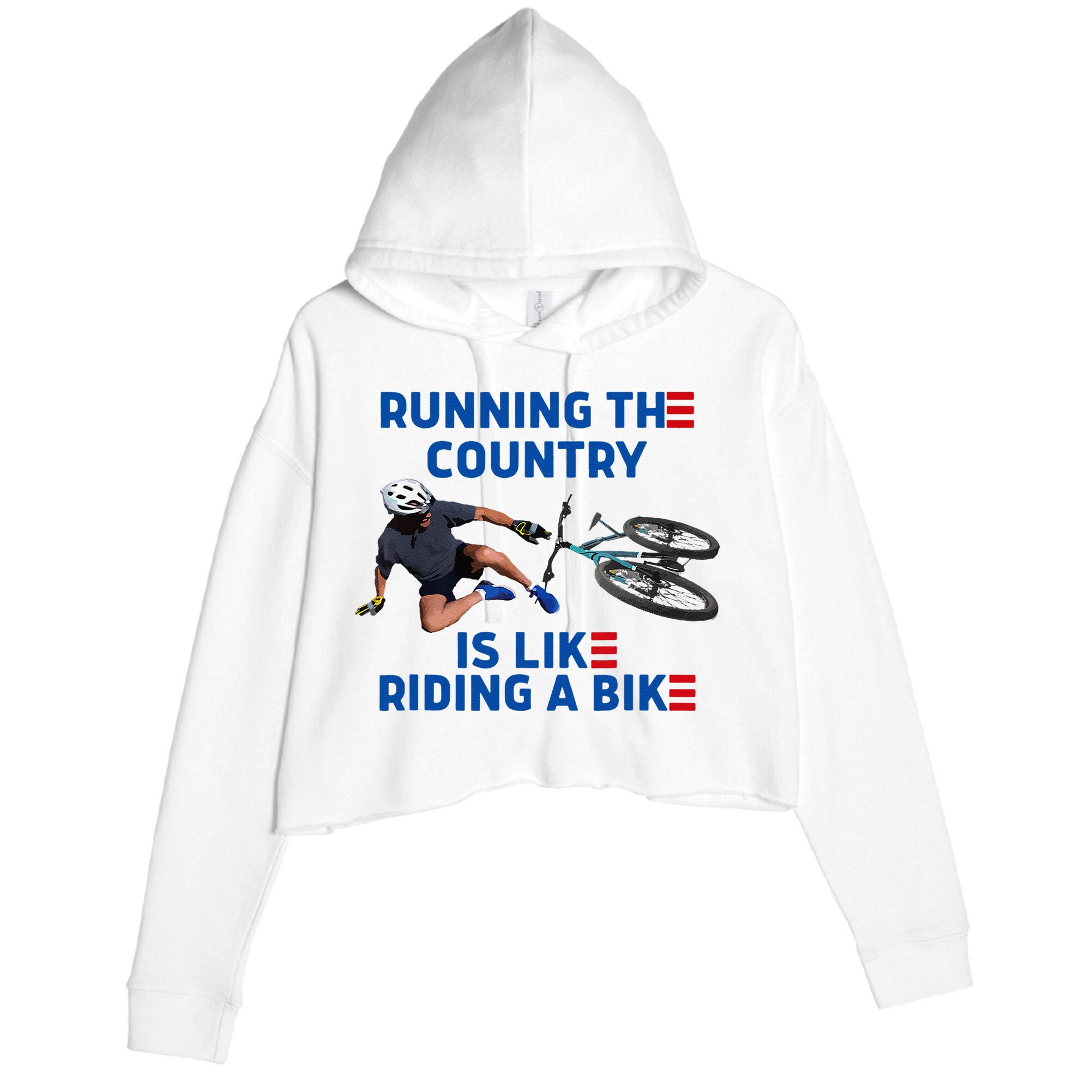 Biden Bike Bicycle Running The Country Is Like Riding A Bike Crop Fleece Hoodie