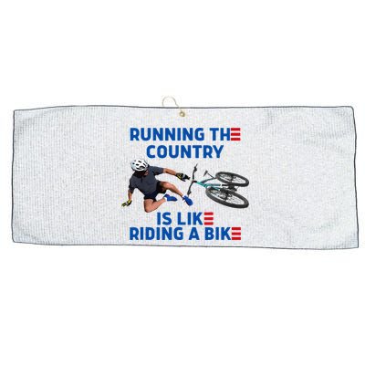 Biden Bike Bicycle Running The Country Is Like Riding A Bike Large Microfiber Waffle Golf Towel