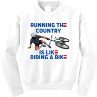 Biden Bike Bicycle Running The Country Is Like Riding A Bike Kids Sweatshirt