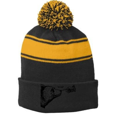 Boop Bear Stripe Pom Pom Beanie
