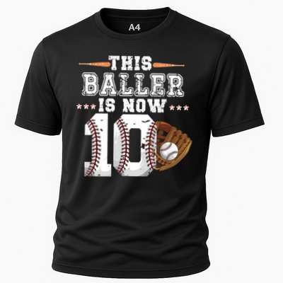 Boy Baseball Birthday age 10 Sports themed birthday Cooling Performance Crew T-Shirt