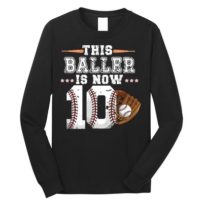 Boy Baseball Birthday age 10 Sports themed birthday Long Sleeve Shirt