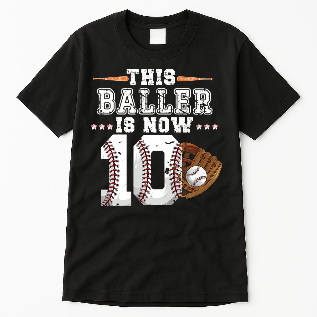 Boy Baseball Birthday age 10 Sports themed birthday Tall T-Shirt