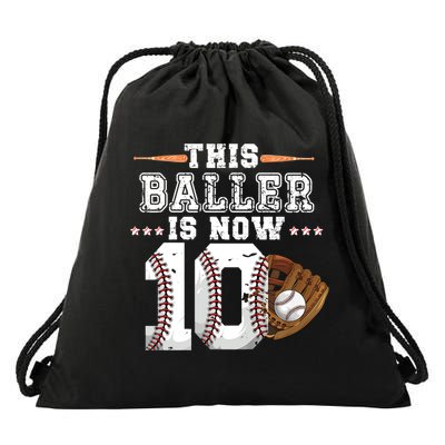 Boy Baseball Birthday age 10 Sports themed birthday Drawstring Bag