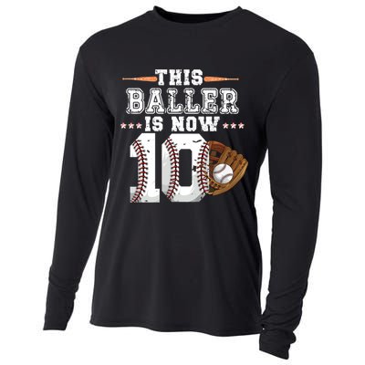 Boy Baseball Birthday age 10 Sports themed birthday Cooling Performance Long Sleeve Crew