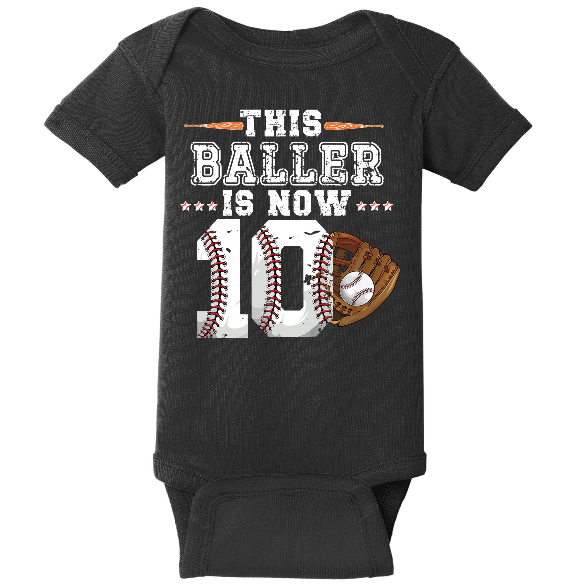 Boy Baseball Birthday age 10 Sports themed birthday Baby Bodysuit