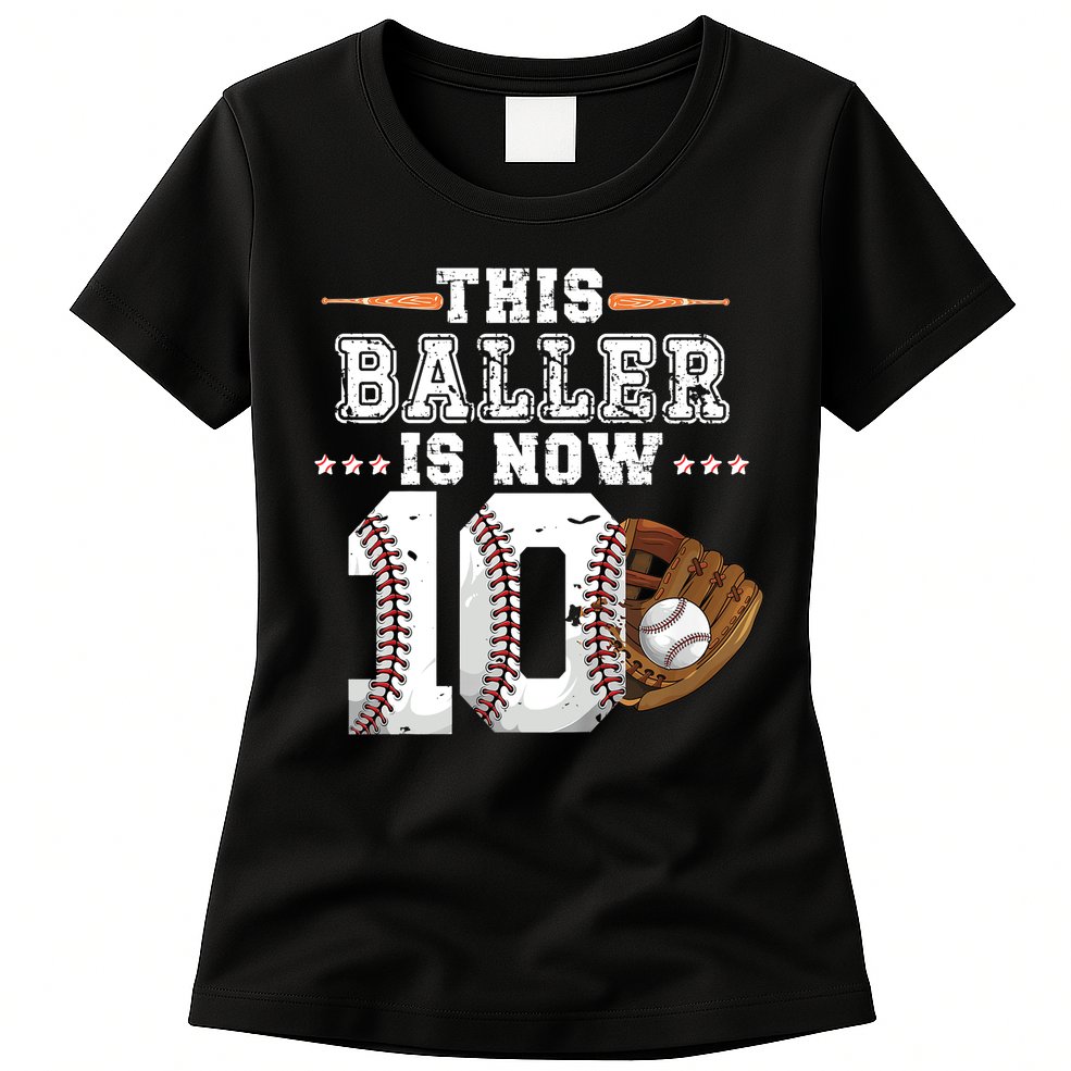 Boy Baseball Birthday age 10 Sports themed birthday Womens T-Shirt
