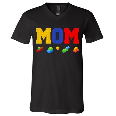 Builder Building Blocks Mom V-Neck T-Shirt
