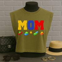 Builder Building Blocks Mom Garment-Dyed Women's Muscle Tee