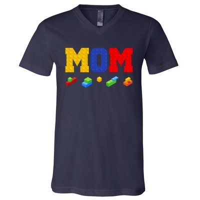 Builder Building Blocks Mom V-Neck T-Shirt