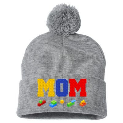Builder Building Blocks Mom Pom Pom 12in Knit Beanie