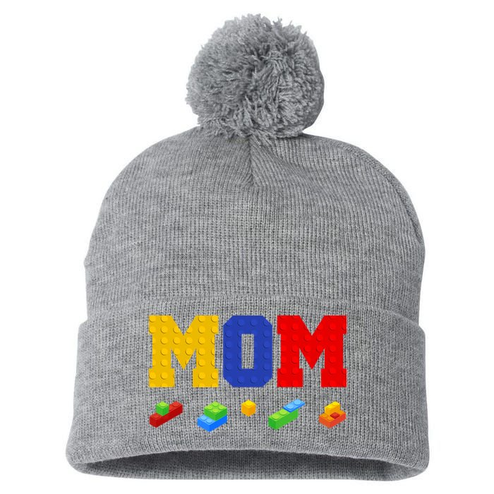 Builder Building Blocks Mom Pom Pom 12in Knit Beanie