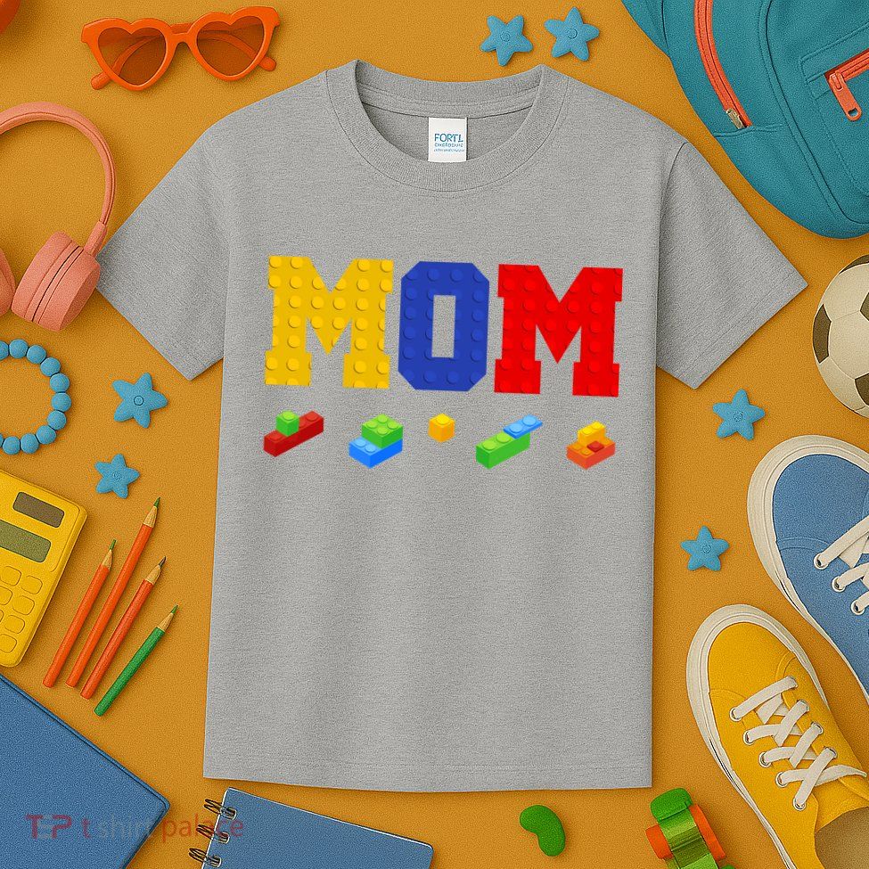 Builder Building Blocks Mom Kids T-Shirt