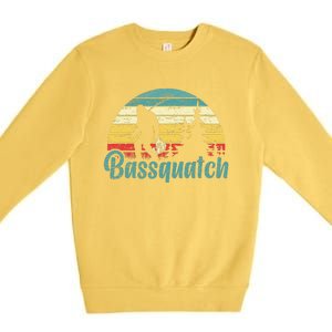 Bassquatch Bigfoot Believer Bass Fishing Yeti Sasquatch Premium Crewneck Sweatshirt