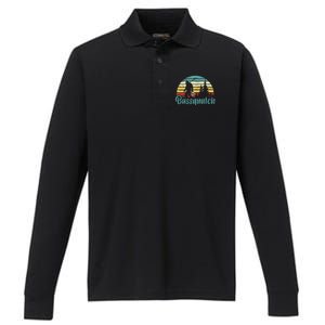 Bassquatch Bigfoot Believer Bass Fishing Yeti Sasquatch Performance Long Sleeve Polo