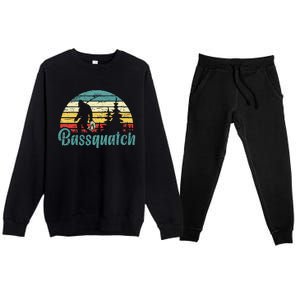 Bassquatch Bigfoot Believer Bass Fishing Yeti Sasquatch Premium Crewneck Sweatsuit Set