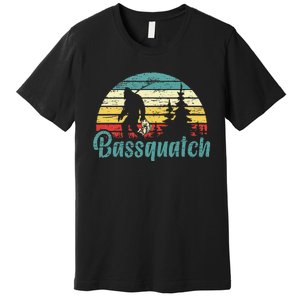 Bassquatch Bigfoot Believer Bass Fishing Yeti Sasquatch Premium T-Shirt