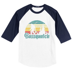 Bassquatch Bigfoot Believer Bass Fishing Yeti Sasquatch Baseball Sleeve Shirt