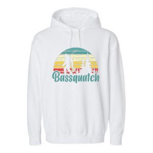 Bassquatch Bigfoot Believer Bass Fishing Yeti Sasquatch Garment-Dyed Fleece Hoodie