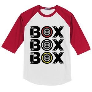 Box Box Box F1 Tyre Compound V2 Car Lover Kids Colorblock Raglan Jersey