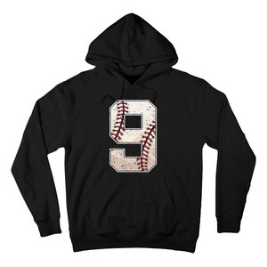 Baseball Birthday Boy Nine 9 Years Old Ninth 9th Bday Party Hoodie