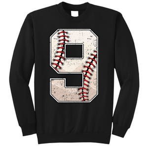 Baseball Birthday Boy Nine 9 Years Old Ninth 9th Bday Party Sweatshirt